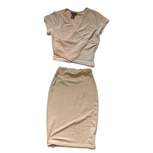 2 piece Nude Midi Skirt Set